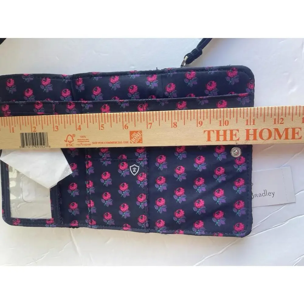 Vera Bradley Navy Floral Quilted RFID Smartphone Wristlet Wallet NWT $89 - Picture 5 of 9